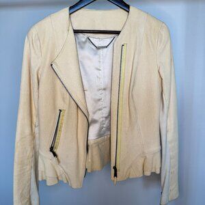 Elie Tahari Beige Leather Jacket – Size S